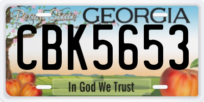 GA license plate CBK5653