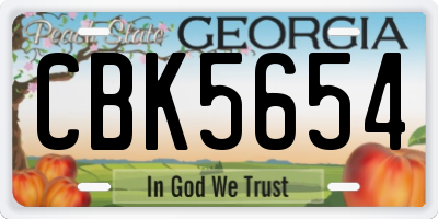 GA license plate CBK5654