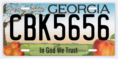 GA license plate CBK5656