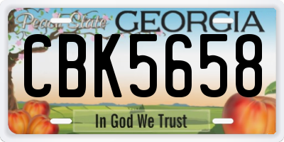 GA license plate CBK5658