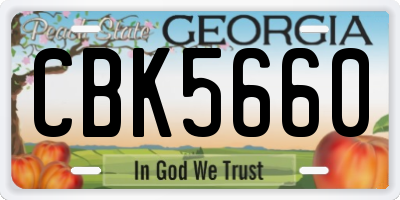 GA license plate CBK5660