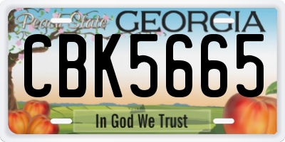 GA license plate CBK5665