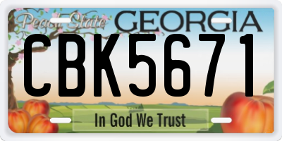 GA license plate CBK5671