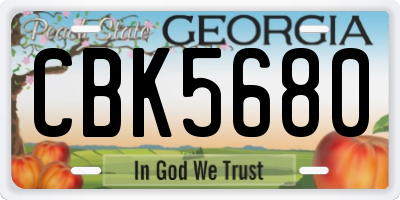 GA license plate CBK5680