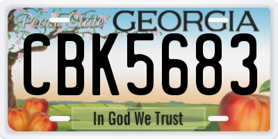 GA license plate CBK5683