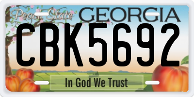 GA license plate CBK5692