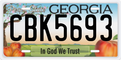 GA license plate CBK5693