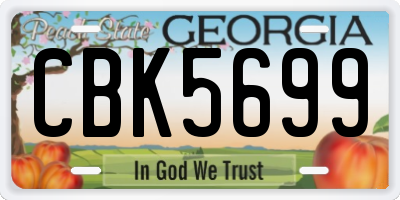 GA license plate CBK5699