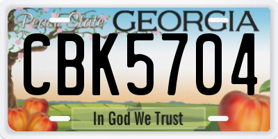 GA license plate CBK5704