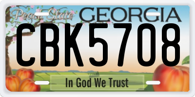 GA license plate CBK5708