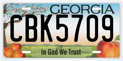 GA license plate CBK5709