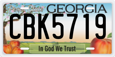 GA license plate CBK5719