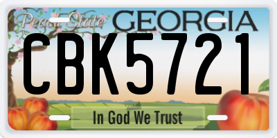GA license plate CBK5721