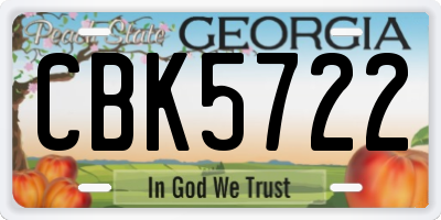 GA license plate CBK5722