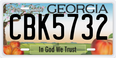 GA license plate CBK5732