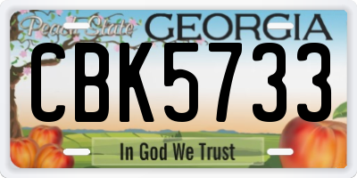 GA license plate CBK5733