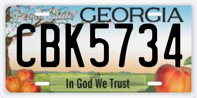 GA license plate CBK5734