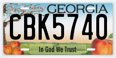 GA license plate CBK5740