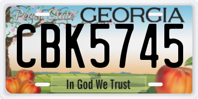 GA license plate CBK5745