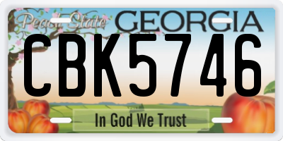 GA license plate CBK5746