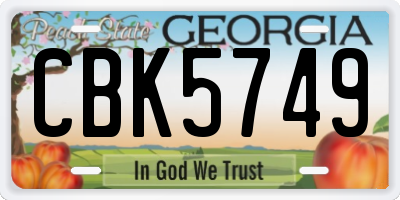 GA license plate CBK5749