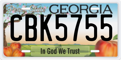 GA license plate CBK5755
