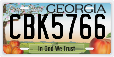 GA license plate CBK5766