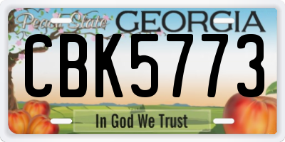 GA license plate CBK5773