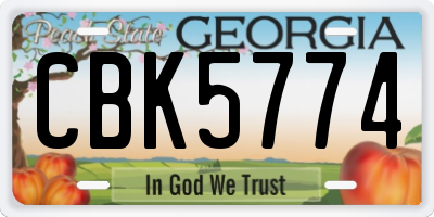 GA license plate CBK5774
