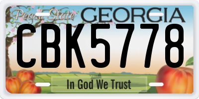 GA license plate CBK5778