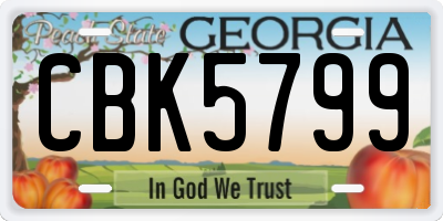 GA license plate CBK5799