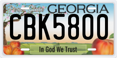 GA license plate CBK5800