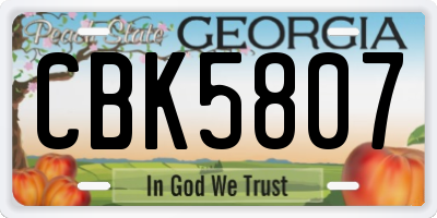 GA license plate CBK5807