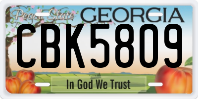 GA license plate CBK5809