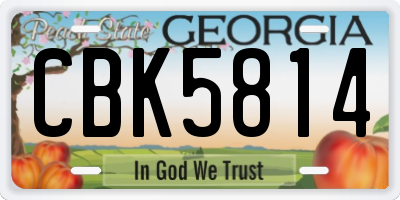 GA license plate CBK5814