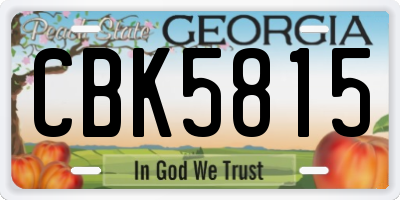 GA license plate CBK5815