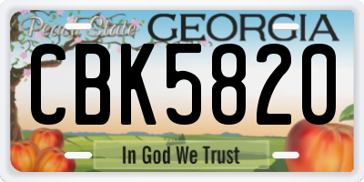 GA license plate CBK5820
