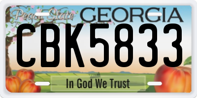 GA license plate CBK5833