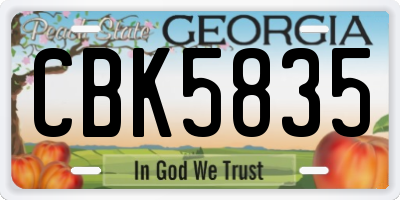 GA license plate CBK5835