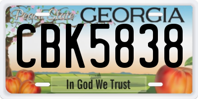 GA license plate CBK5838