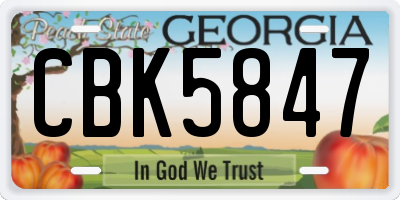 GA license plate CBK5847