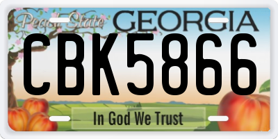 GA license plate CBK5866