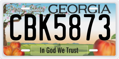 GA license plate CBK5873