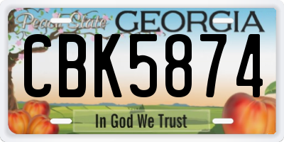 GA license plate CBK5874
