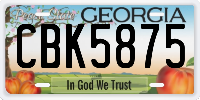 GA license plate CBK5875