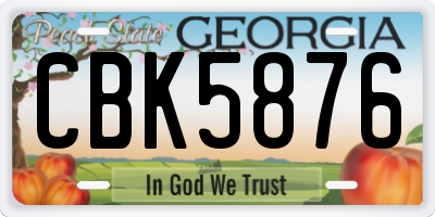 GA license plate CBK5876