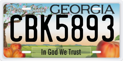 GA license plate CBK5893