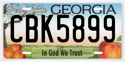GA license plate CBK5899