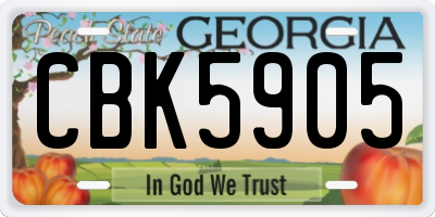 GA license plate CBK5905