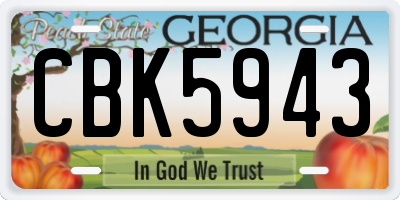 GA license plate CBK5943